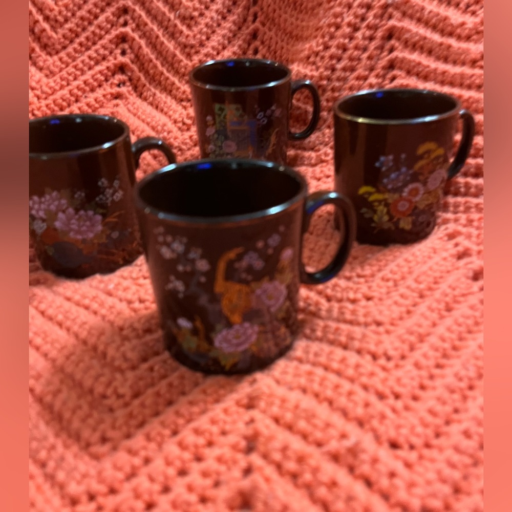 Japan small coffee or tea cups,all 4 different designs,Japan on bottom,pre-loved